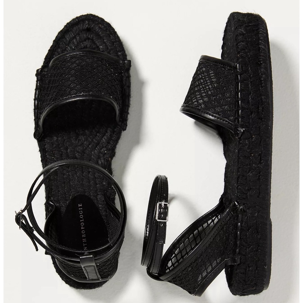 Anthropologie Platform Espadrille Black Sandals NWT Size 9, 10